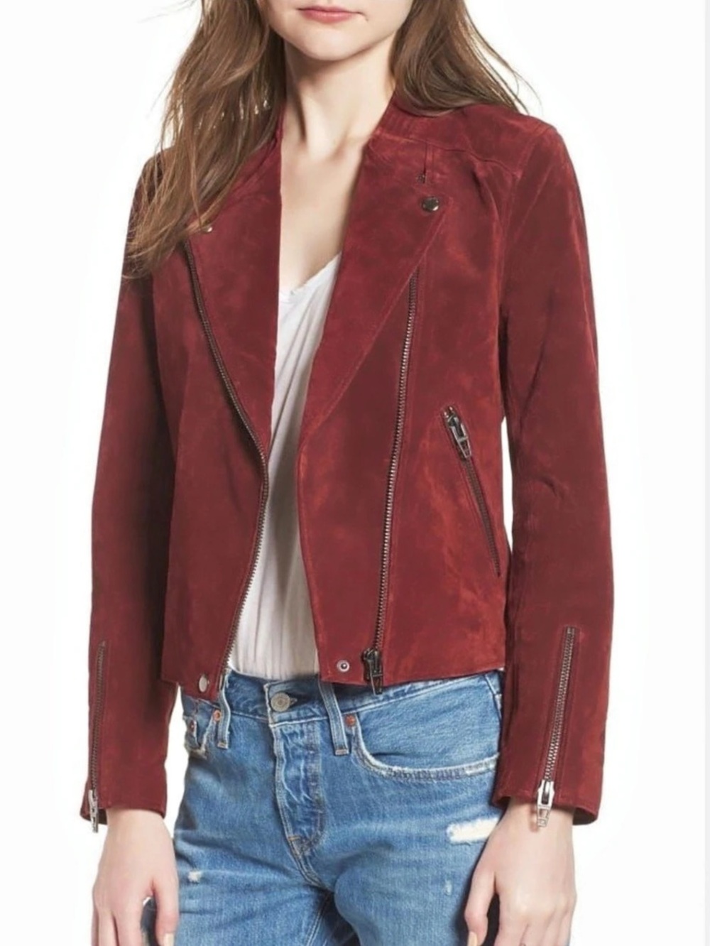 BlankNYC Suede Moto Jacket in Burgundy Size XL Like New